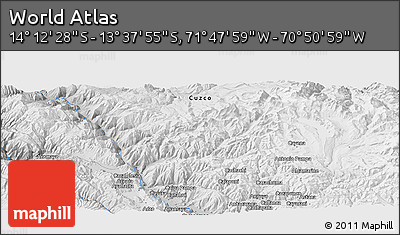 Physical Panoramic Map of the Area around 13° 55' 11" S, 71° 19' 29" W