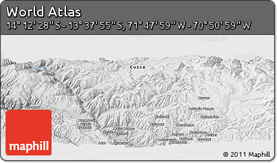 Physical Panoramic Map of the Area around 13° 55' 11" S, 71° 19' 29" W