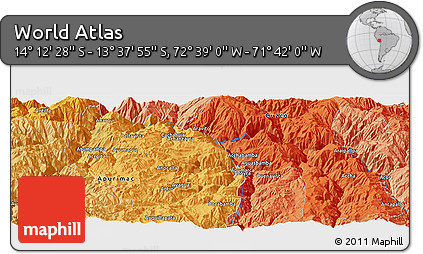 Political Panoramic Map of the Area around 13° 55' 11" S, 72° 10' 30" W