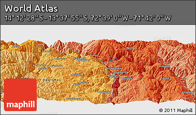 Political Panoramic Map of the Area around 13° 55' 11" S, 72° 10' 30" W