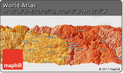 Political Panoramic Map of the Area around 13° 55' 11" S, 72° 10' 30" W