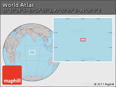 Gray Location Map of the Area around 13° 55' 11" S, 74° 1' 30" E