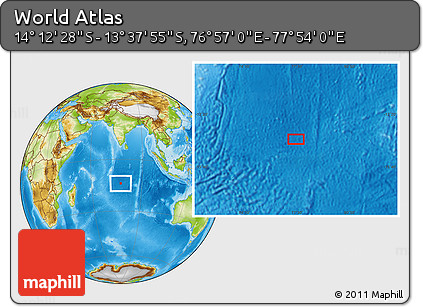 Physical Location Map of the Area around 13° 55' 11" S, 77° 25' 30" E