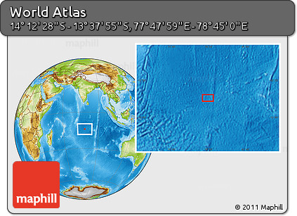 Physical Location Map of the Area around 13° 55' 11" S, 78° 16' 30" E