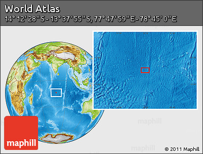 Physical Location Map of the Area around 13° 55' 11" S, 78° 16' 30" E