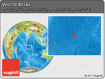 Physical Location Map of the Area around 13° 55' 11" S, 78° 16' 30" E