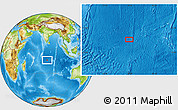 Physical Location Map of the area around 13° 55' 11" S, 78° 16' 30" E