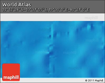 Physical 3D Map of the Area around 13° 55' 11" S, 79° 58' 29" E