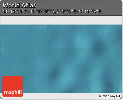 Satellite 3D Map of the Area around 13° 55' 11" S, 7° 43' 29" E