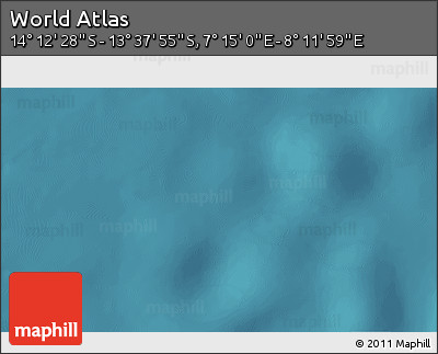 Satellite 3D Map of the Area around 13° 55' 11" S, 7° 43' 29" E