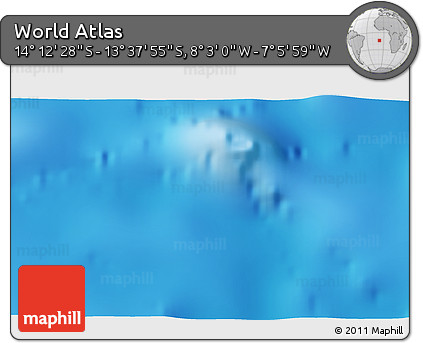 Physical 3D Map of the Area around 13° 55' 11" S, 7° 34' 30" W