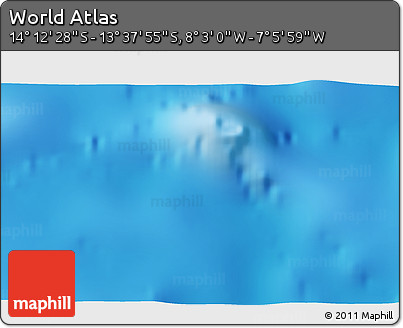 Physical 3D Map of the Area around 13° 55' 11" S, 7° 34' 30" W