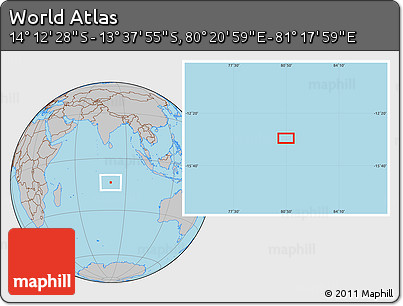 Gray Location Map of the Area around 13° 55' 11" S, 80° 49' 29" E