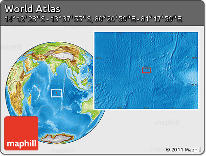 Physical Location Map of the Area around 13° 55' 11" S, 80° 49' 29" E