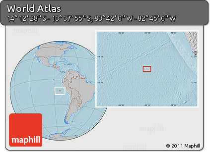 Gray Location Map of the Area around 13° 55' 11" S, 83° 13' 29" W, hill shading