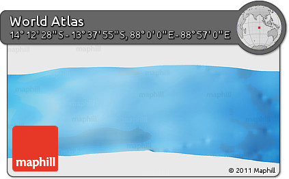 Physical Panoramic Map of the Area around 13° 55' 11" S, 88° 28' 29" E