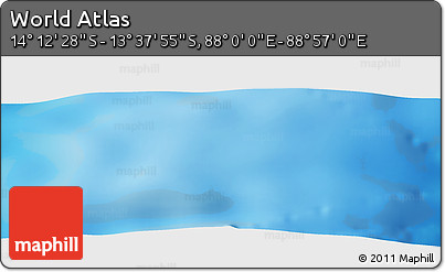 Physical Panoramic Map of the Area around 13° 55' 11" S, 88° 28' 29" E