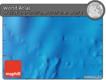 Physical Map of the Area around 13° 55' 11" S, 89° 19' 29" E