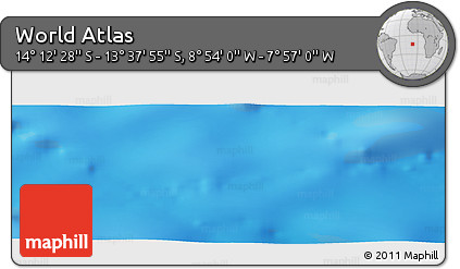 Physical Panoramic Map of the Area around 13° 55' 11" S, 8° 25' 30" W