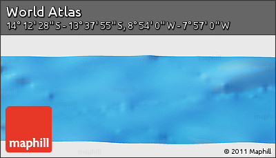 Physical Panoramic Map of the Area around 13° 55' 11" S, 8° 25' 30" W