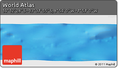 Physical Panoramic Map of the Area around 13° 55' 11" S, 8° 25' 30" W