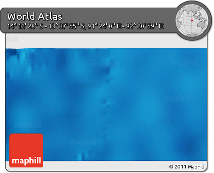 Shaded Relief 3D Map of the Area around 13° 55' 11" S, 91° 52' 30" E