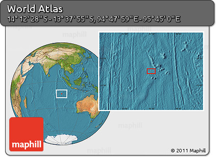 Satellite Location Map of the Area around 13° 55' 11" S, 95° 16' 30" E