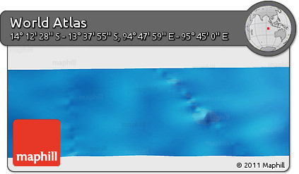 Physical Panoramic Map of the Area around 13° 55' 11" S, 95° 16' 30" E