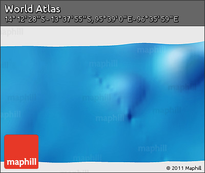 Shaded Relief 3D Map of the Area around 13° 55' 11" S, 96° 7' 30" E