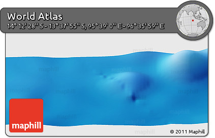 Shaded Relief Panoramic Map of the Area around 13° 55' 11" S, 96° 7' 30" E