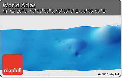 Shaded Relief Panoramic Map of the Area around 13° 55' 11" S, 96° 7' 30" E