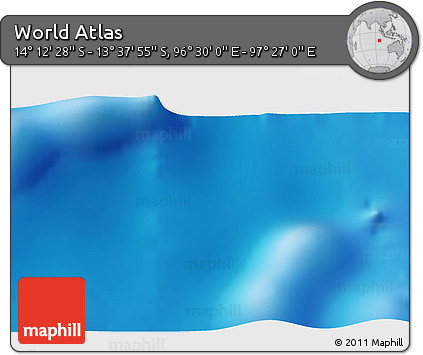 Shaded Relief 3D Map of the Area around 13° 55' 11" S, 96° 58' 29" E