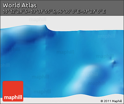 Shaded Relief 3D Map of the Area around 13° 55' 11" S, 96° 58' 29" E