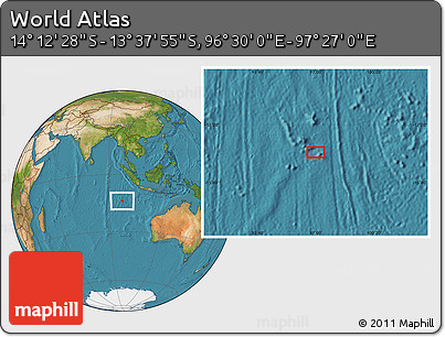 Satellite Location Map of the Area around 13° 55' 11" S, 96° 58' 29" E