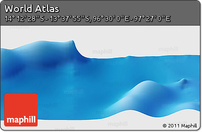 Physical Panoramic Map of the Area around 13° 55' 11" S, 96° 58' 29" E