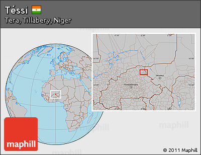 Gray Location Map of Téssi