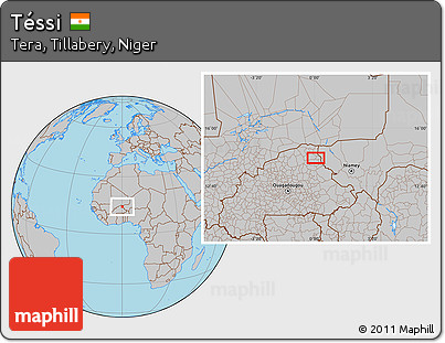 Gray Location Map of Téssi
