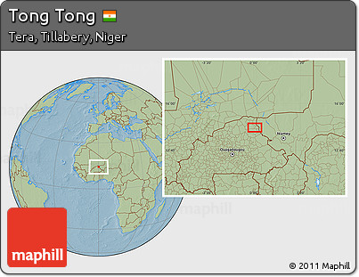 Savanna Style Location Map of Tong Tong, hill shading