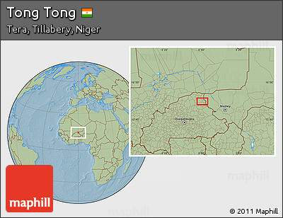Savanna Style Location Map of Tong Tong, hill shading