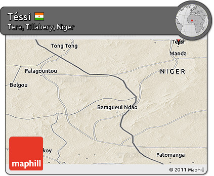 Shaded Relief Panoramic Map of Téssi