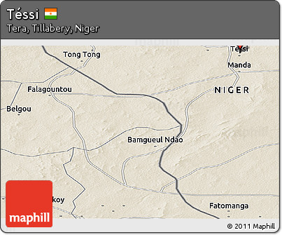 Shaded Relief Panoramic Map of Téssi