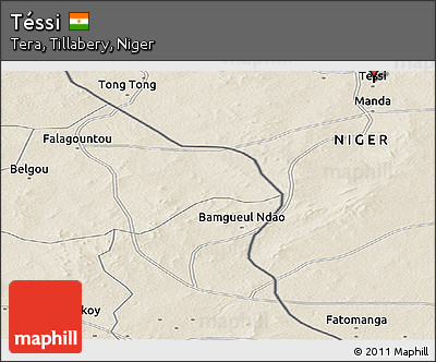 Shaded Relief Panoramic Map of Téssi