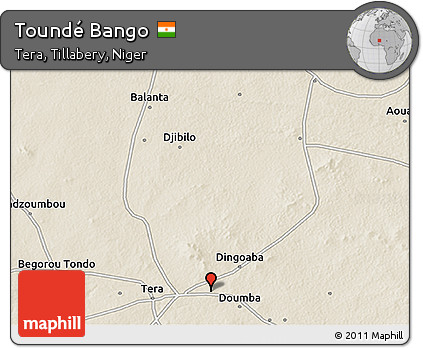 Shaded Relief 3D Map of Toundé Bango