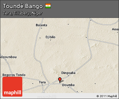Shaded Relief 3D Map of Toundé Bango