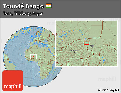 Savanna Style Location Map of Toundé Bango, hill shading