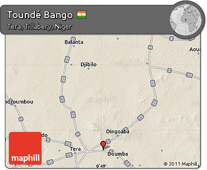 Shaded Relief Map of Toundé Bango