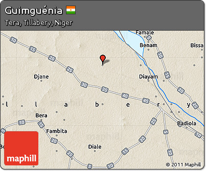 Shaded Relief Map of Guimguénia