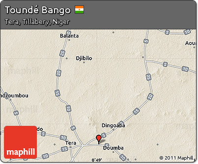 Shaded Relief Map of Toundé Bango