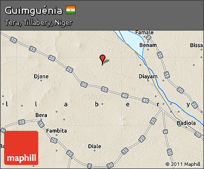Shaded Relief Map of Guimguénia