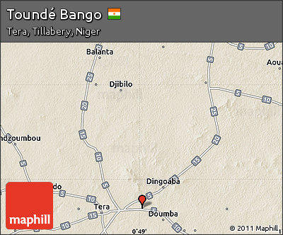 Shaded Relief Map of Toundé Bango